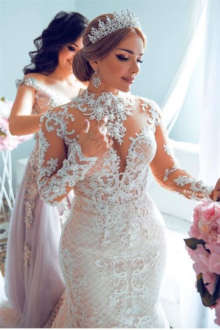 Mermaid Spring Wedding Dress with Luxurious Sweetheart Lace Tulle