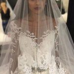 Scoop Long Sleeves Crystal Wedding Dress with Luxurious Tulle Appliques