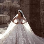 Long Sleeve Lace Ball Gown Wedding Dress with Luxury Beading