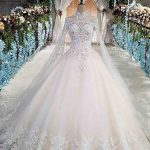 Luxury High Neck Lace Ball Gown Wedding Dresses