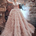 Long A-Line Princess Wedding Dress with Luxury Tulle High Neck