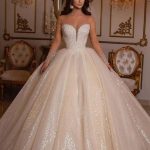Sparkly Wedding Dress with Sleeves Luxury Long Ball Gown Sweetheart