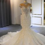 Full Beading Lace Tulle Wedding Dresses Luxury Long Mermaid