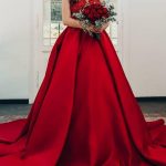 Satin V-neck Wedding Dresses with Lace Luxury Long Princess