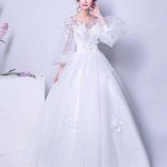 Flowers Ball Gown Tulle Wedding Dresses Luxury Long Sleeves