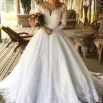 Lace Ball Gown Wedding Dresses Luxury Long Sleeves