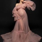 Strapless Lace-Up Tulle Maternity Wedding Dress with Open Shoulder