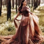 Ruffles Tulle Maternity Wedding Dress with Train V-Neck