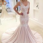 Sleeveless Chiffon Mermaid Wedding Dress with Sexy Backless Appliques