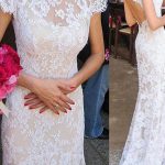 Cap Sleeve Lace Mermaid Wedding Dress with Sweep Train High-Neck