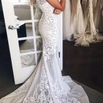 Sheer Mermaid Wedding Dress with Lace Appliques