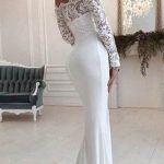 Off the Shoulder Mermaid Wedding Dress with Long Sleeves Modern Lace