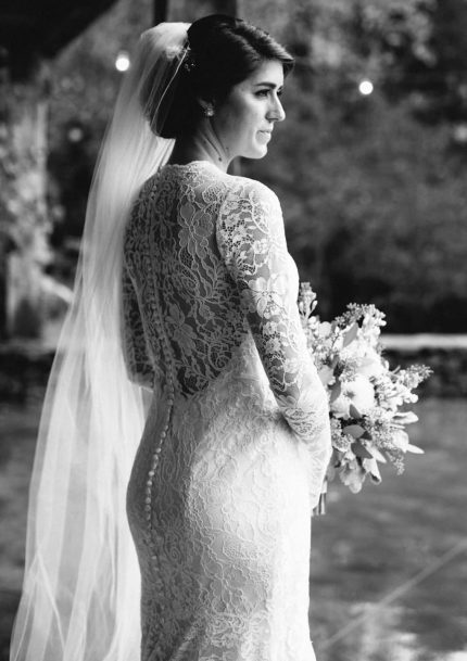 V Neck Sweep Train Long Sleeve Lace Mermaid Wedding Dress