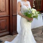 Round Collar Tulle Applique Wedding Dress Floor Length Mermaid