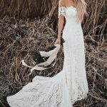 Scalloped Neck Court Lace Mermaid Wedding Dress Off Shoulder