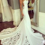 Sexy Sheer Neck Ivory Wedding Dress with Unique Lace Mermaid