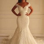 Chapel Train Lace Mermaid Wedding Dress Off Shoulder