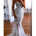 Sweetheart Long Lace Appliques Mermaid Wedding Dress Sexy