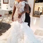 Sweetheart Long Train Backless Organza Applique Mermaid Wedding Dress Long Sleeves