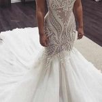 Sweetheart Long Train Tulle Applique Mermaid Wedding Dress
