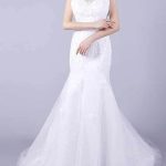 Trumpet Wedding Dresses with Jewel Neck and Floor Length Lace Sleeveless Casual Plus Size Mermaid