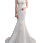 Trumpet Wedding Dresses with Jewel Neck Sweep Brush Train Lace Tulle and Half Sleeve Mermaid