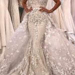 V-neck Mermaid Wedding Dress with Sleeveless Tulle Applique