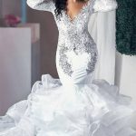 Modern Beading Appliques Wedding Dresses Long Sleeves Mermaid Tulle Bridal Gowns