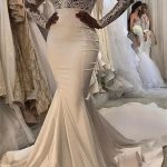 Modern Lace Trumpet/Mermaid Wedding Dresses White Chic Wedding Dress