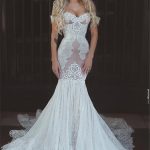 Modern Mermaid Lace Off the Shoulder Wedding Dresses Open Back Bridal Gowns