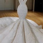 Modern Mermaid Lace Wedding Dresses Online Straps Luxurious Bridal Gowns with Long Train