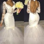 Modern Mermaid Long Sleeve Lace Backless Wedding Dress