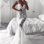 Modern Mermaid Straps Wedding Dresses Sheer Tulle Sleeveless Appliques Bridal Gowns