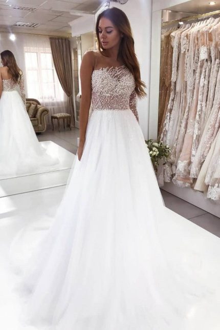 Asymmetric Chiffon Wedding Dresses Modern One-Shoulder Style
