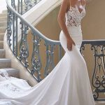 Mermaid Chiffon Lace Bridal Gown Modern Spaghetti Strap Wedding Dress