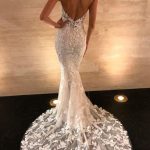 Modern Spaghetti Straps V-Neck Lace Mermaid Wedding Dress