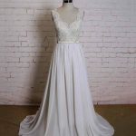 Modest A-Line Wedding Dresses in Lace Chiffon Fabric
