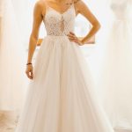 Spaghetti Straps Tulle Backless Wedding Dress Modest Long A-Line Style