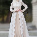 Modest Lace Tulle Wedding Dresses with Long Sleeves