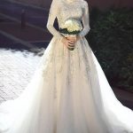 Modest Two-Piece Black Wedding Dress with Puffy Tulle and Lace Sleeves