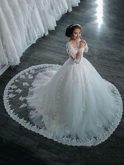 Modest A-Line Wedding Dresses with Beading and Sweep Train Strapless