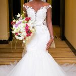 Sleeveless V-Neck Mermaid Wedding Dress with Lace