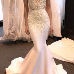 New-Arrival Mermaid Wedding Dress with Sheer Neckline and Sleeveless Design Sweep Train