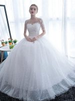 Romantic Off The Shoulder Short Sleeves Soft Tulle Lace Up Floor Length Bride Dress Eric White Design - Image 5