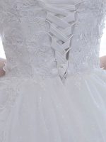Romantic Off The Shoulder Short Sleeves Soft Tulle Lace Up Floor Length Bride Dress Eric White Design - Image 4