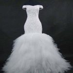 Sparkling Sequins Lace-up Mermaid Wedding Dress with Off the Shoulder Neckline