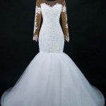 Sophisticated Sheer Neck Long Sleeve Mermaid Wedding Dress with Flawless Lace Details