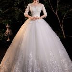 Eric White's Timeless Ball Gown Jewel Neck Half Sleeves Applique Long Bridal Dress