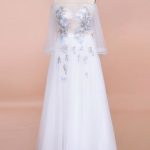 Tulle Wedding Dress with Appliques in Off-the-Shoulder Design