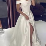 Backless A-Line Wedding Dresses with Off-the-Shoulder Neckline